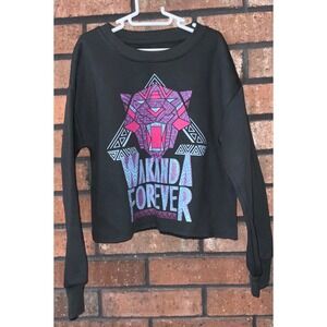 Marvel Studios Black Panther Wakanda Forever Girls Cropped‎ Sweatshirt S 6/6X